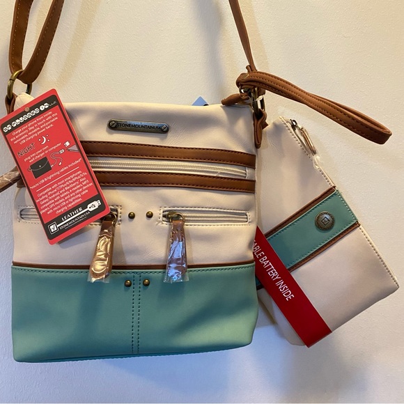 Stone Mountain Crossbody Bag - Cream, Brown, and Blue - Picture 4 of 16